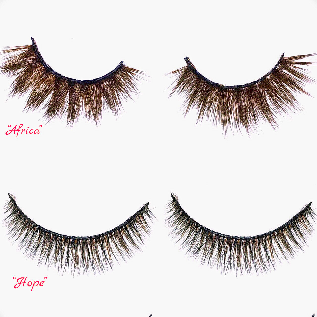 VOLUME & INTENSITY BROWN FALSE EYELASHES “Africa” & “Hope”